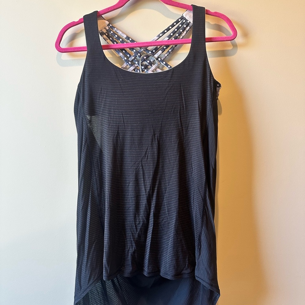 Lululemon Athletica Black & White Cross-Back Tank Top